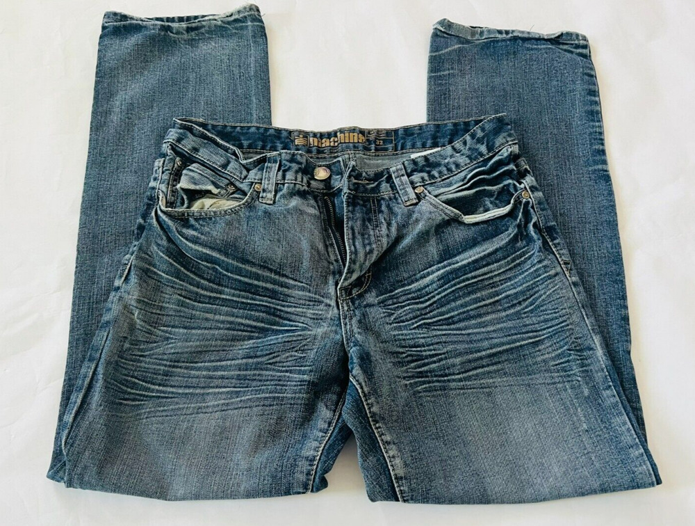 Machine Womens Straight Jeans Blue Mid Rise 5 Pocket Size 32 Skinny Minimalism